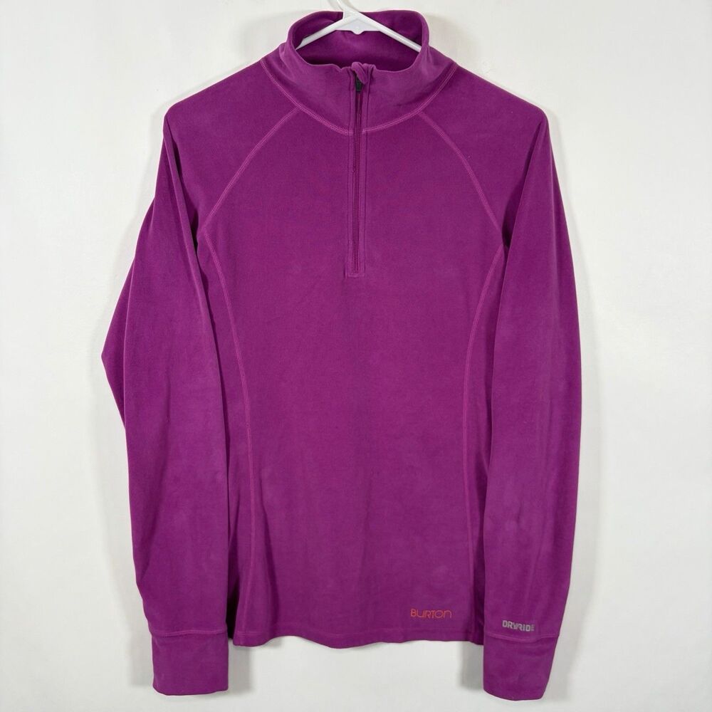 Burton DryRide 1/4 Zip Fleece Pullover Womens Medium Pink Thumbholes Base Layer